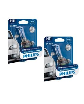 H11 Philips White Vision 3600K Upgrade Headlight Bulbs (pair) 12v 55w