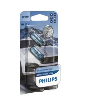 W5W / T10 Philips Blue Vision Ultra 3400K Upgrade Parking Bulbs (pair) 12v 5w