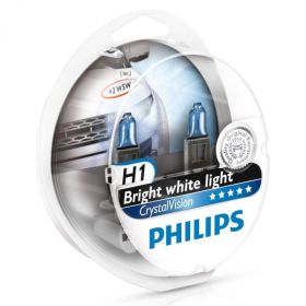 H1 Philips Crystal Vision Upgrade Headlight Bulbs (pair) 12v 55w