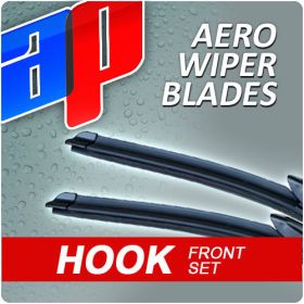 Front Pair AP Aero Flat Wiper Blades - 23 inch & 21 inch - AWB HOOK 23 - AWB HOOK 21