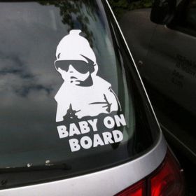 Silver Baby On Board Hangover Baby Sticker Sign Safety Vinyl Decal