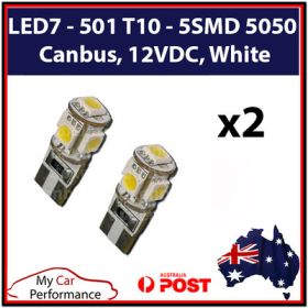 2xLED7 - 501 T10-5SMD 5050 Canbus 12VDC White
