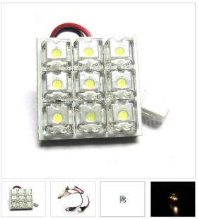 2xLED98 - 26*26mm-9Flux 12V White 3 Adapters