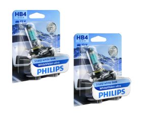 HB4 / 9006 Philips White Vision 4200K Ultra Headlight Bulbs (pair) 12v 55w