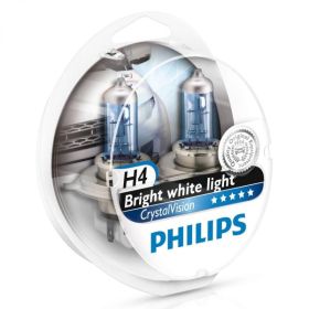 H4 Philips Crystal Vision 4300K Upgrade Headlight Bulbs (pair) 12v 60/55w
