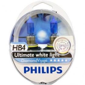 HB4 / 9006 Philips Diamond Vision 5000K Upgrade Headlight Bulbs (pair) 12v 55w