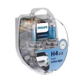 H4 Philips Crystal Vision 4300K Upgrade Headlight Bulbs (pair) 12v 60/55w
